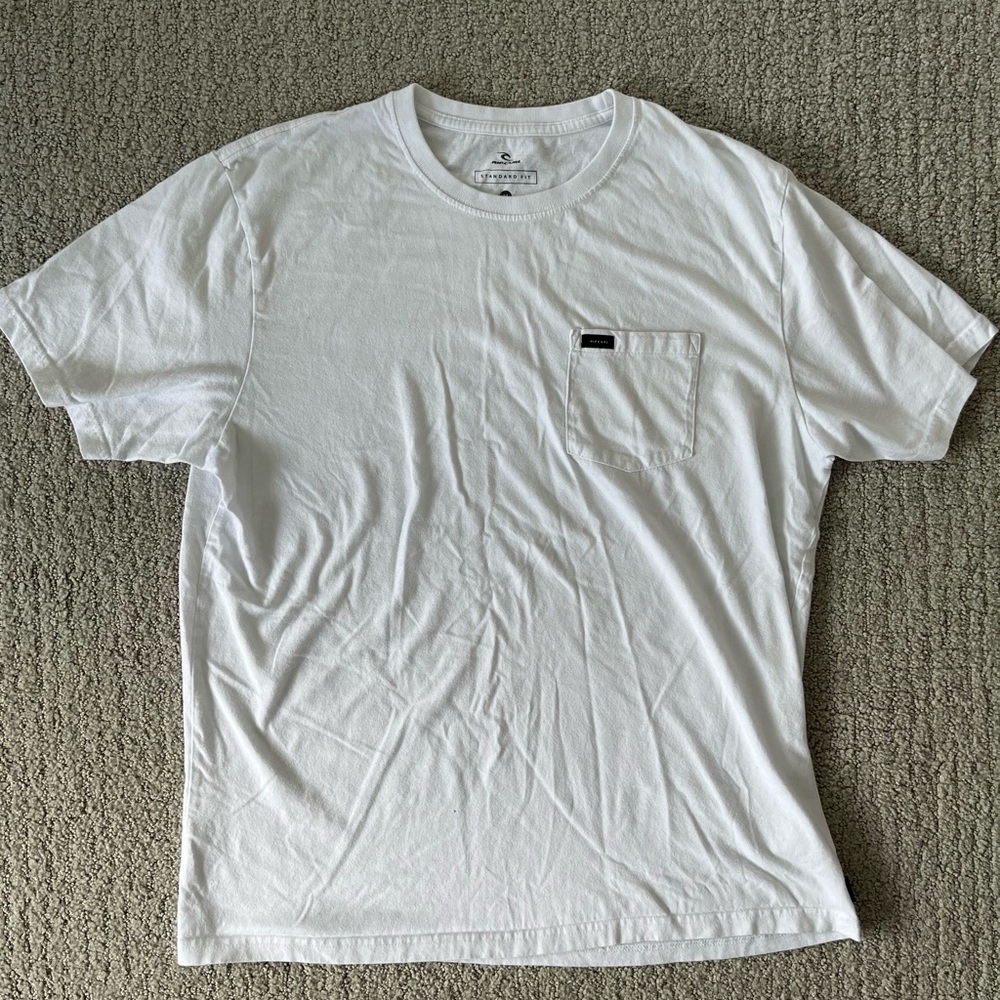 Rip Curl White Short Sleeve Tee Minimalist Design with Frocket